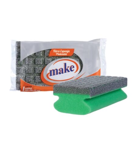 FIBRA ESPONJA PLATEADA CON SALVA UÑAS MAKE