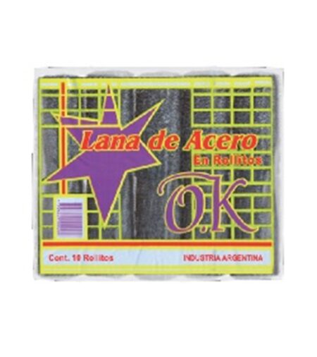 LANA DE ACERO x 10 ROLLITOS OK