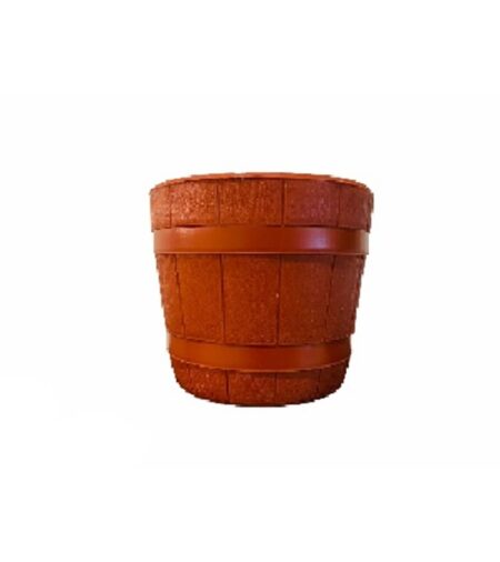 MACETA SIMIL BARRIL DE MADERA PLASTIC ART