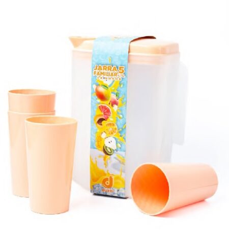 JARRA PLASTICA 5Lts + 4 VASOS DUZZI
