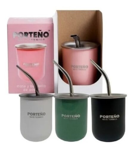 MATE PORTEÑO ACERO INOXIDABLE CON BOMBILLA