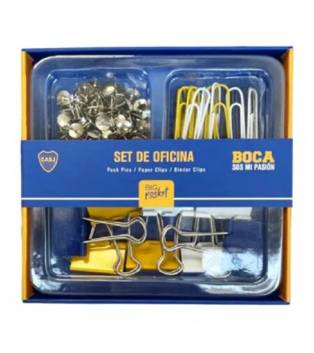 SET DE OFICINA EN CAJA BOCA JUNIORS
