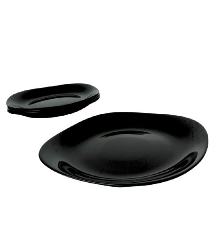 PLATO POSTRE CUADRADO 22cm OPALINA NEGRA