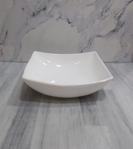 PLATO HONDO CUADRADO 25cm OPALINA BLANCA