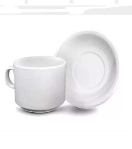 TAZA DE DESAYUNO + PLATO PORCELANA RICONY