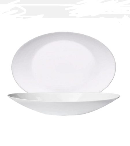 PLATO HONDO OVALADO 23cm OPALINA BLANCA