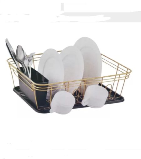 SECAPLATOS CUADRADO NEGRO Y DORADO