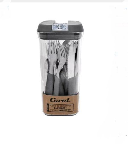 CUBIERTOS EN FRASCO HERMETICO 24pzas CAROL