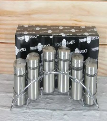 ESPECIERO CROMADO 6 FRASCOS DE VIDRIO + BASE