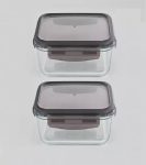 CONTENEDOR HERMETICO CUADRADO DE VIDRIO CON TAPA