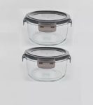 CONTENEDOR HERMETICO REDONDO DE VIDRIO CON TAPA