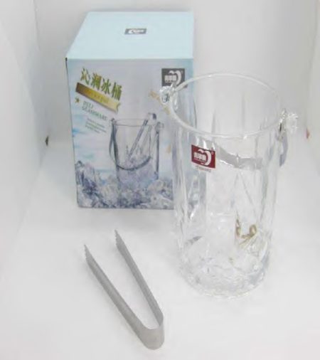 HIELERA DE VIDRIO CON MANIJA Y PINZA DE ACERO