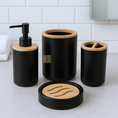 SET DE BAÑO X4 BAMBOO REDONDO